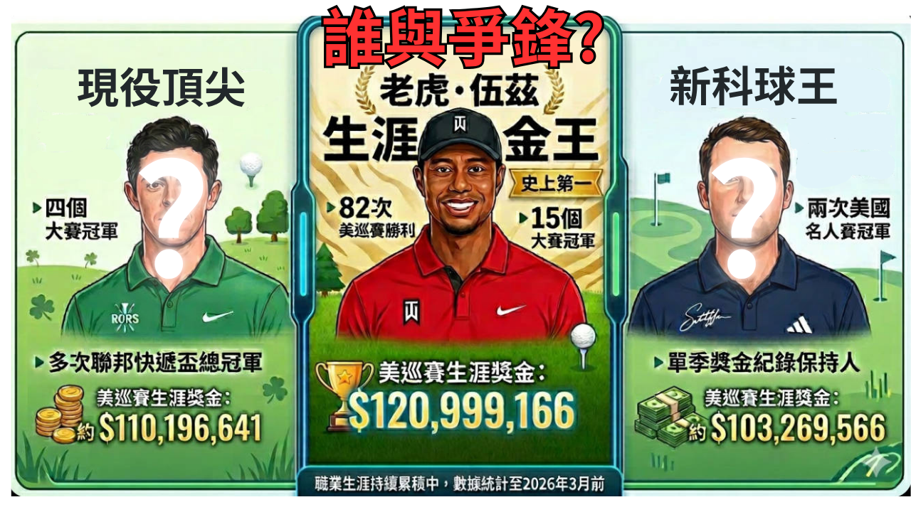 雄踞PGA生涯獎金榜23年的GOAT老虎伍茲,傳本賽季即將被"他"篡位易主!?CAREEREARN 1 海錨與國徽 1